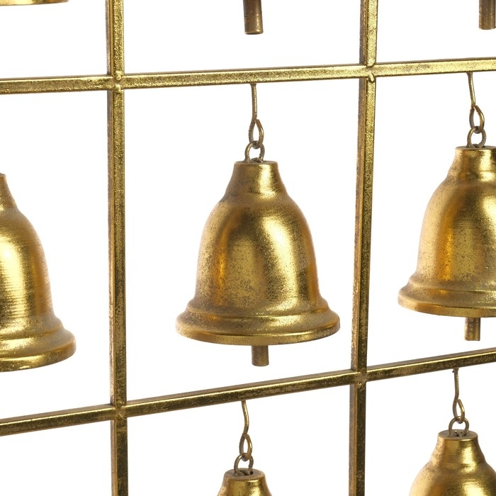 Декор настенный металл  Декор настенный металл "Колокола" 15 колокольчиков золото 97х50,5х10 см