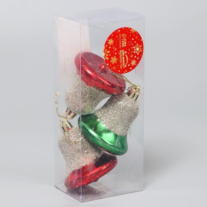 Украшение ёлочное Украшение ёлочное "Вечерний звон" (набор 3 шт) 6,5х5,5 см, микс