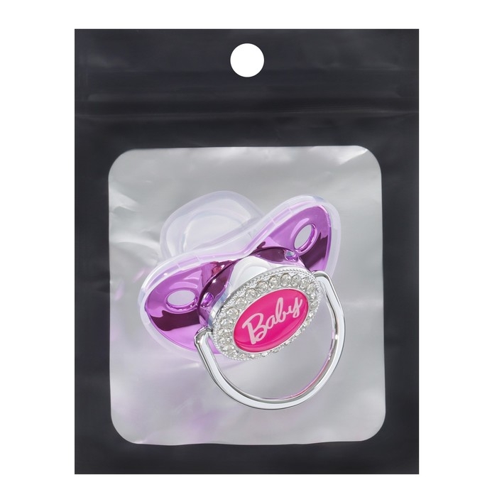 Соска - пустышка силиконовая ортодонтическая «BABY», от 12 мес., с колпачком, цвет розовый/серебро, стразы Соска - пустышка силиконовая ортодонтическая «BABY», от 12 мес., с колпачком, цвет розовый/серебро, стразы
