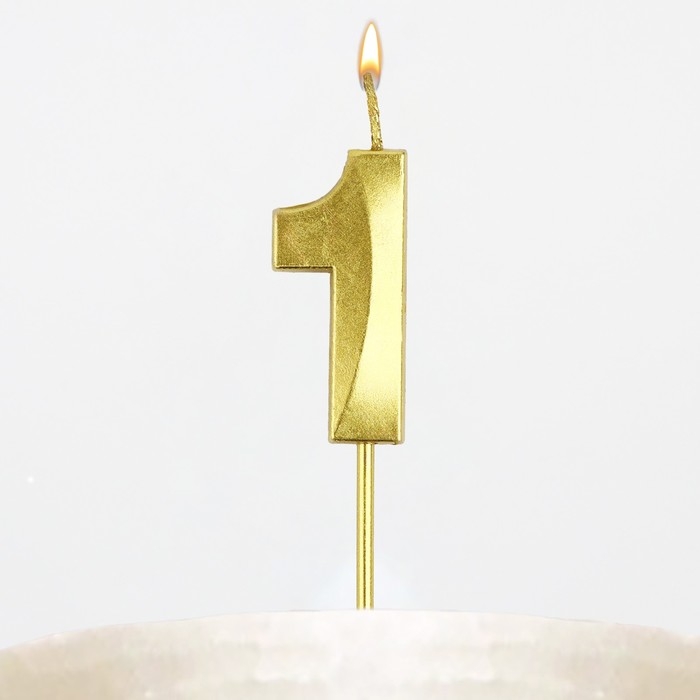 Свеча цифра для торта &laquo;1&raquo;, золото, 2,3 х 8 см