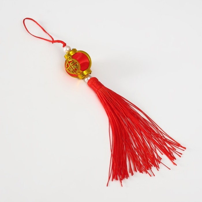 Подвеска текстиль, пластик Подвеска текстиль, пластик "Китайский фонарик с иероглифом" 2,8х2,8х17 см