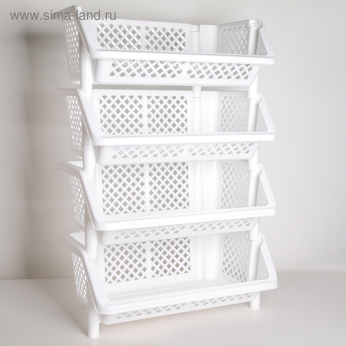 Этажерка напольная 4-х секционная «Универсал», цвет белый Этажерка напольная 4-х секционная «Универсал», цвет белый