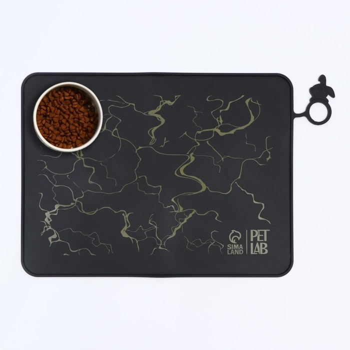 Коврик силиконовый под миску, 40 х 30 см, черный мрамор Коврик силиконовый под миску, 40 х 30 см, черный мрамор
