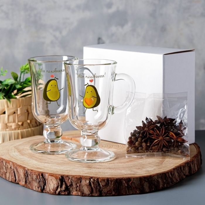 Набор кружек для глинтвейна Набор кружек для глинтвейна "Авокадо-половинки"две штуки в коробке, специи
