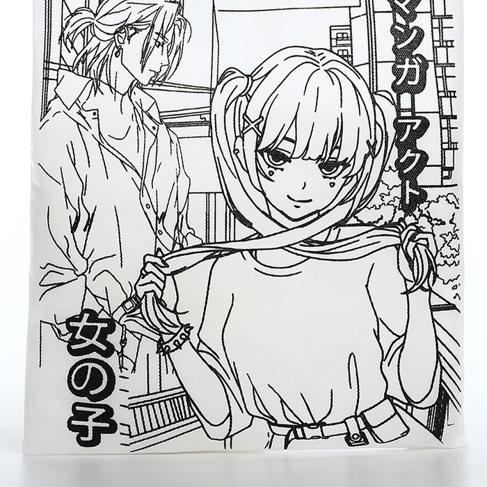 Шопер под раскраску  Шопер под раскраску "Девочка аниме", 35х40 см, спанбонд