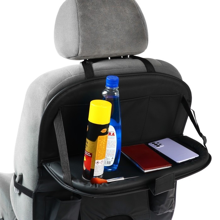 Органайзер на спинку сиденья 62×44 см, кож.зам, черный Органайзер на спинку сиденья 62×44 см, кож.зам, черный