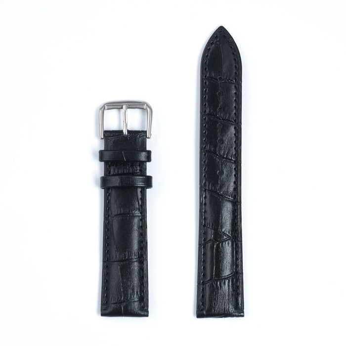 Ремешок для часов Ремешок для часов "Соломон", 20 мм, натуральная кожа, l-21.5 см, черный 439437