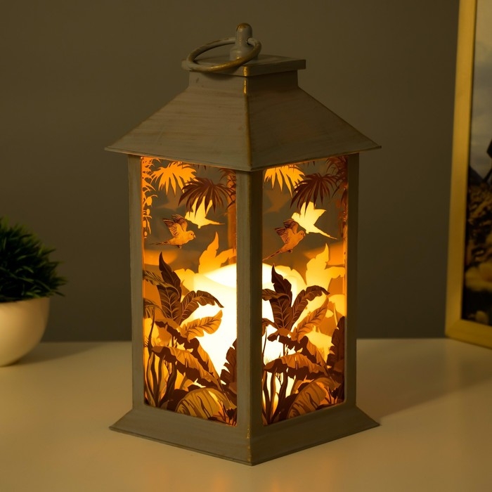 Ночник "Экзотика" LED от батареек 3хААА серый с золотой патиной 14х14х29,5 см RISALUX