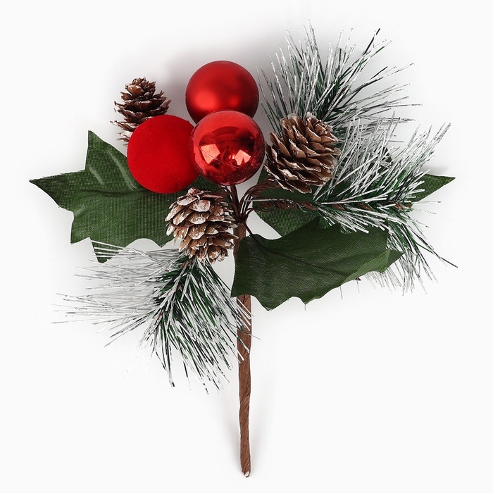 Новогодний декор, веточка  Новогодний декор, веточка "Зимние настроение" 17х14х11 см