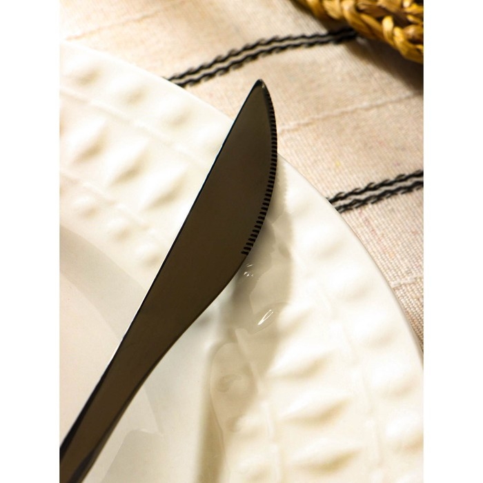 Столовые приборы из нержавеющей стали Доляна «Античность», 4 предмета, цвет чёрный Столовые приборы из нержавеющей стали Доляна «Античность», 4 предмета, цвет чёрный