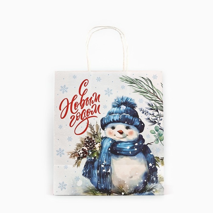 Пакет подарочный новогодний крафтовый «Счастья в новом году», 22 х 12 х 25 см , Новый год Пакет подарочный новогодний крафтовый «Счастья в новом году», 22 х 12 х 25 см , Новый год