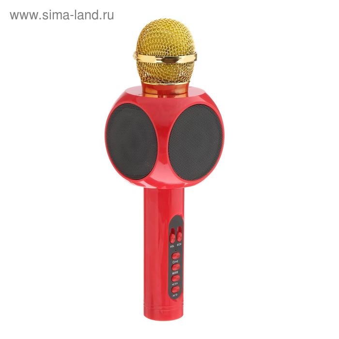Колонка-микрофон для караоке WS-1816ch, 2х3 Вт, 1800 мАч, подсветка, красный Колонка-микрофон для караоке WS-1816ch, 2х3 Вт, 1800 мАч, подсветка, красный