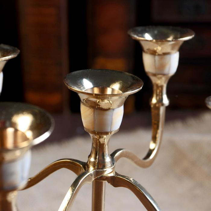 Подсвечник  Подсвечник "Джираль" на 5 свечей латунь, перламутр 20х20х20 см