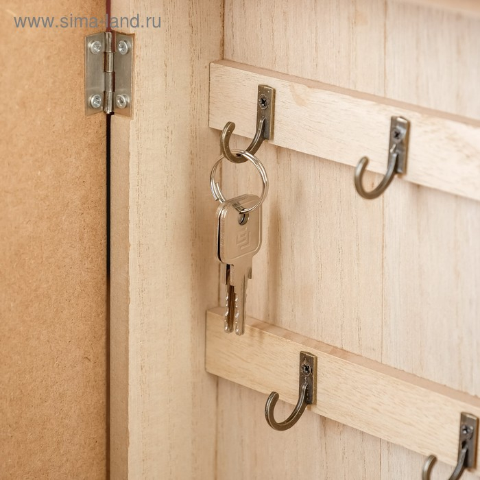 Ключница дерево 5 крючков Ключница дерево 5 крючков "Ключи и клетка" 26х19х6 см