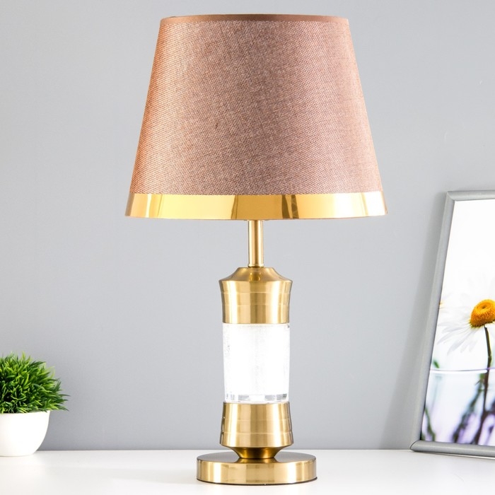 Лампа настольная с подсветкой Лампа настольная с подсветкой "Сокора" 1x60Вт E27 золото 28х28х48 см RISALUX