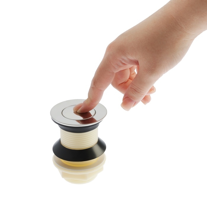 Донный клапан ZEIN B3, корпус пластик, малая кнопка, нержавеющая сталь, без перелива Донный клапан ZEIN B3, корпус пластик, малая кнопка, нержавеющая сталь, без перелива