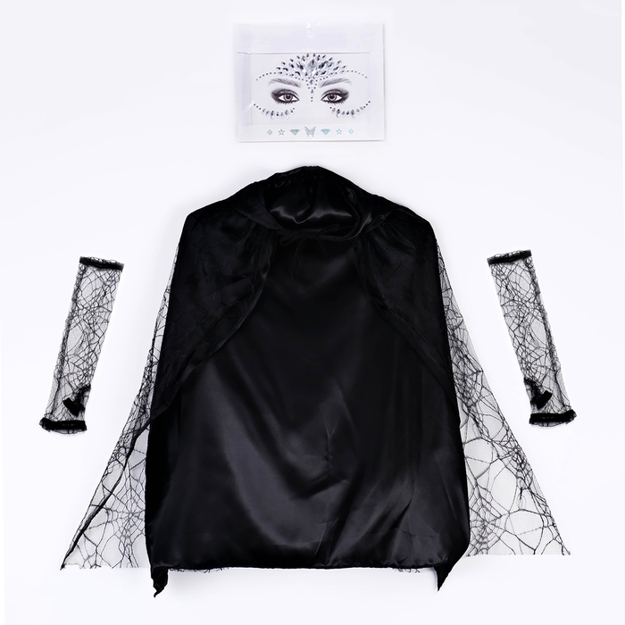 Карнавальный набор Карнавальный набор "Мадам паутинка" плащ, перчтаки, стразы