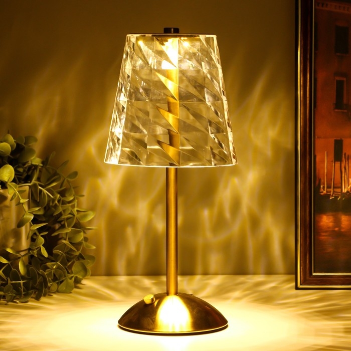 Настольная лампа Настольная лампа "Берта" LED USB АКБ золото 13х13х29 см RISALUX