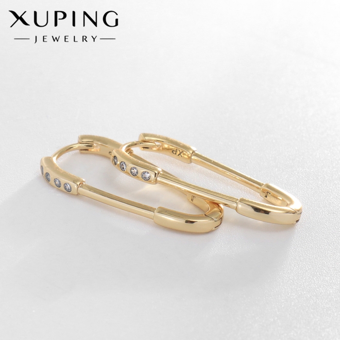 Серьги со стразами XUPING булавка классика, цвет белый в золоте Серьги со стразами XUPING булавка классика, цвет белый в золоте