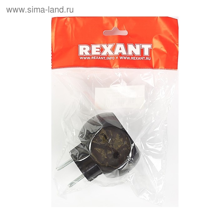 Тройник электрический REXANT  Тройник электрический REXANT "Шар", 6 А, без з/к, черный
