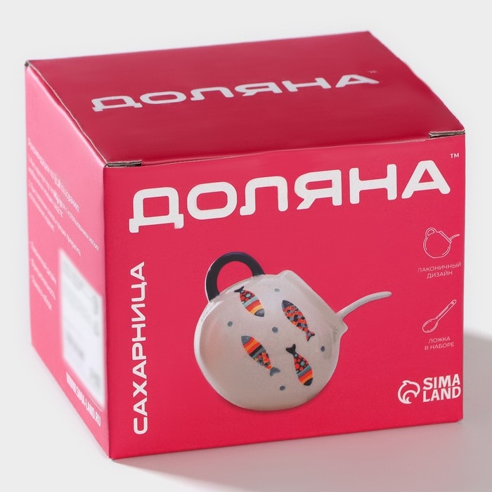 Сахарница с ложкой Доляна «Зайка», 200 мл, цвет белый Сахарница с ложкой Доляна «Зайка», 200 мл, цвет белый