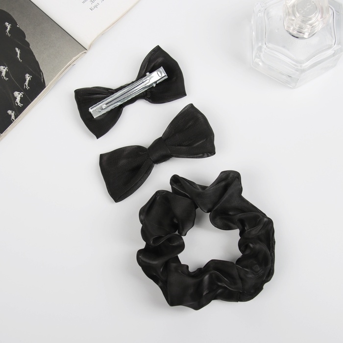 Набор для волос Набор для волос "Фелиция" (резинка 7 см, 2 зажима 6,5 см) классика. чёрный