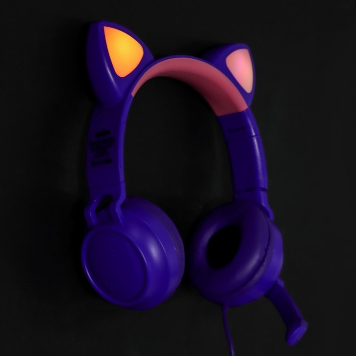 Наушники Qumo Game Cat Purple, игровые, микрофон, USB+3.5 мм, 2м, фиолетовые Наушники Qumo Game Cat Purple, игровые, микрофон, USB+3.5 мм, 2м, фиолетовые