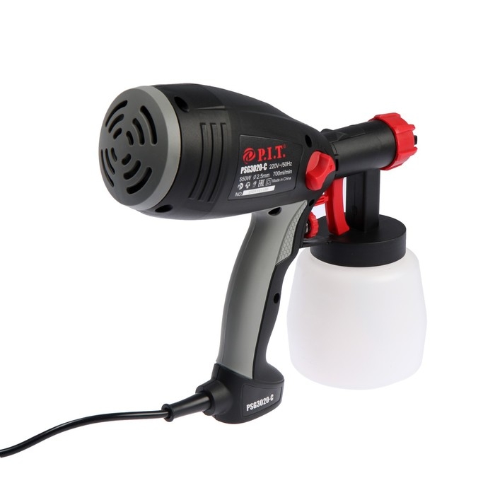 Краскопульт P.I.T. PSG3020-C, 550 Вт, 700 мл/мин, сопло 2,5 мм, 800 мл, 35 DIN