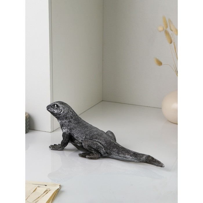 Фигура «Варан», полистоун, 14 см, цвет серебро