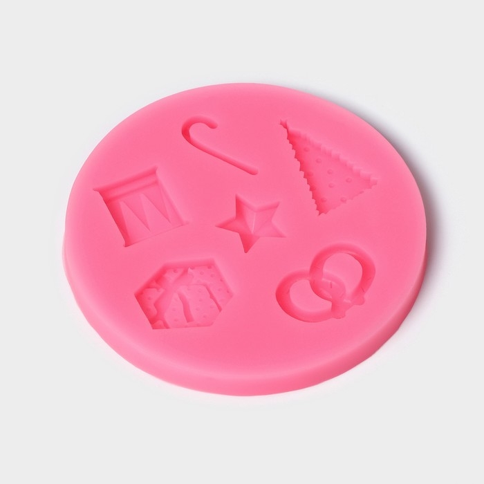 Молд новогодний «Новогодние атрибуты», силикон, 10×10×1 см, цвет МИКС Молд новогодний «Новогодние атрибуты», силикон, 10×10×1 см, цвет МИКС