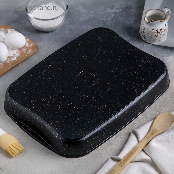 Противень, 40×29,5×5 см, антипригарное покрытие, цвет тёмный мрамор Противень, 40×29,5×5 см, антипригарное покрытие, цвет тёмный мрамор