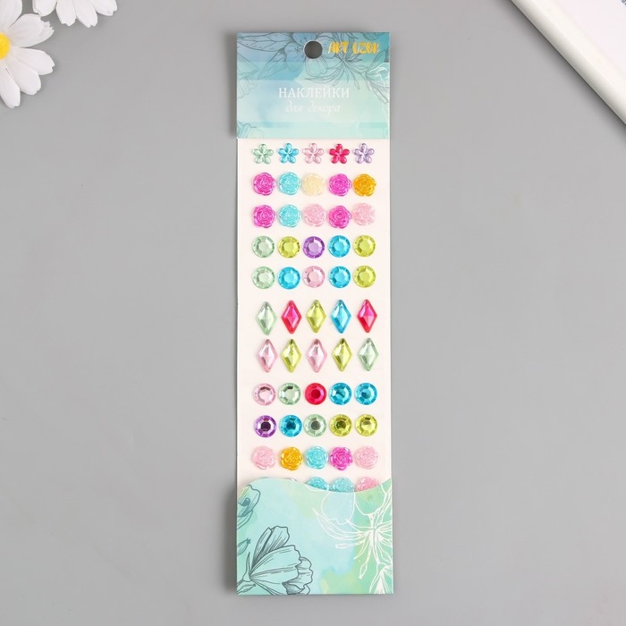 Наклейка стразы пластик Наклейка стразы пластик "Кристаллы" МИКС 26х7 см
