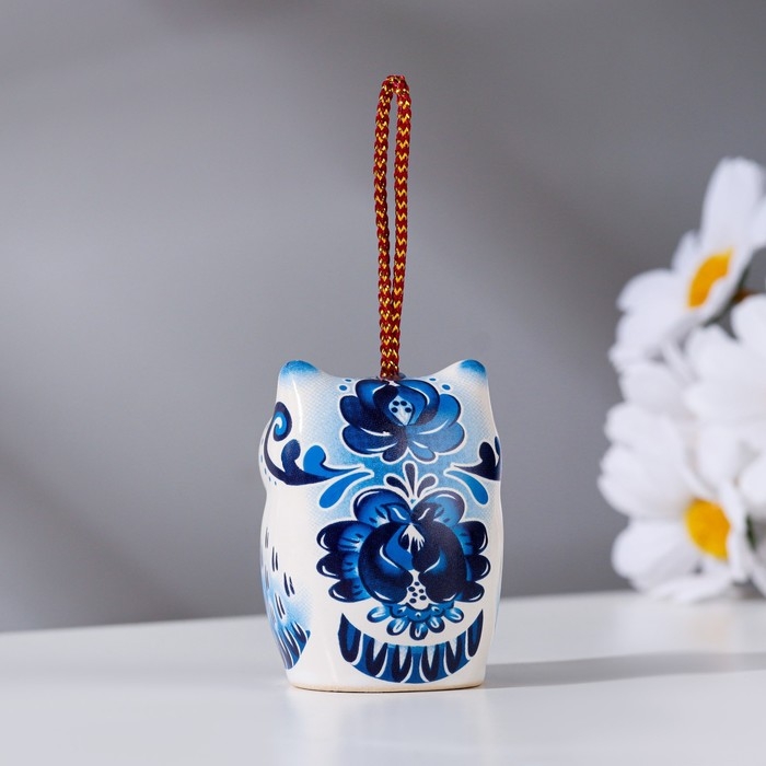 Сувенирный колокольчик Сувенирный колокольчик "Сова. Доброе утро", гжель, 5см