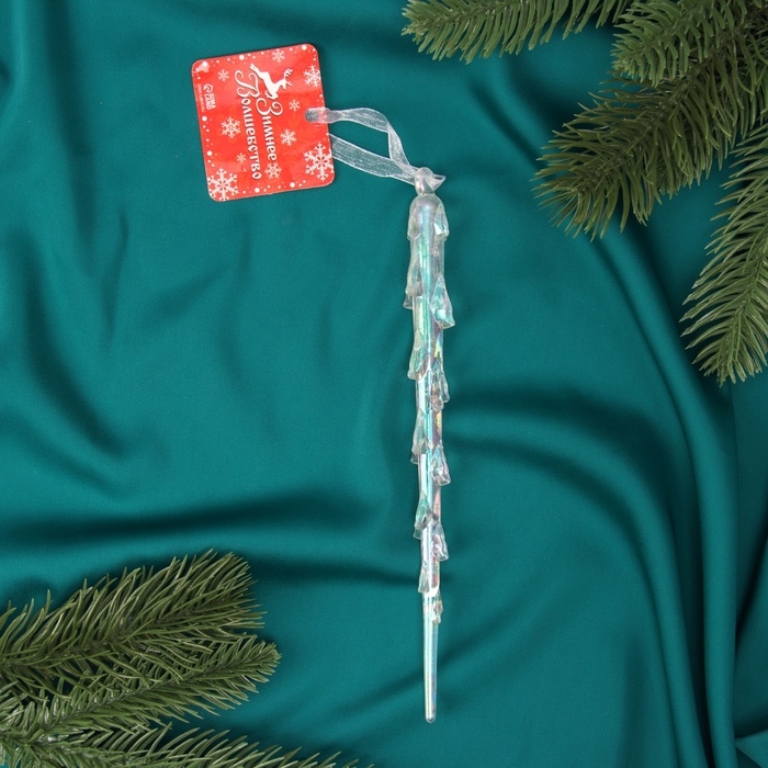 Ёлочная игрушка «Зимнее волшебство. Таящая сосулька» пластик, 19х1 см, прозрачный Ёлочная игрушка «Зимнее волшебство. Таящая сосулька» пластик, 19х1 см, прозрачный
