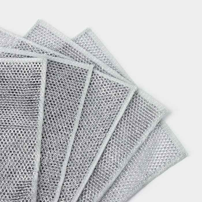 Салфетка для мытья посуды, металлическая, однослойная, 5 шт, 19×19 см Салфетка для мытья посуды, металлическая, однослойная, 5 шт, 19×19 см