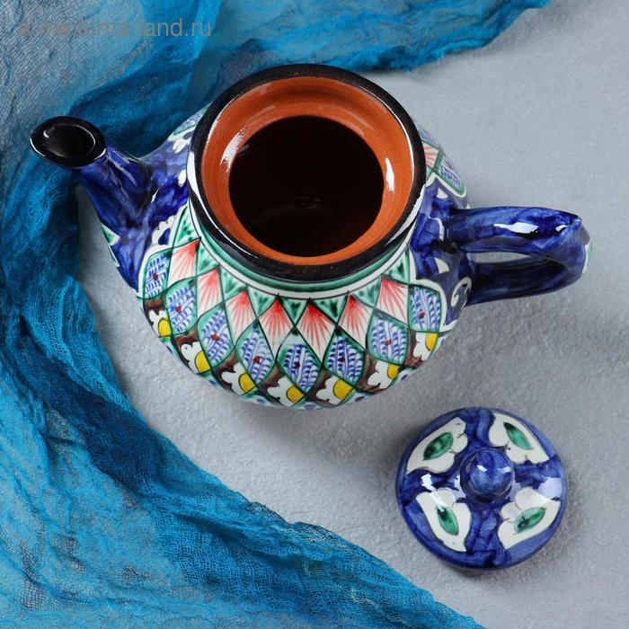 Чайник Риштанская Керамика  Чайник Риштанская Керамика "Цветы", 700 мл, синий микс