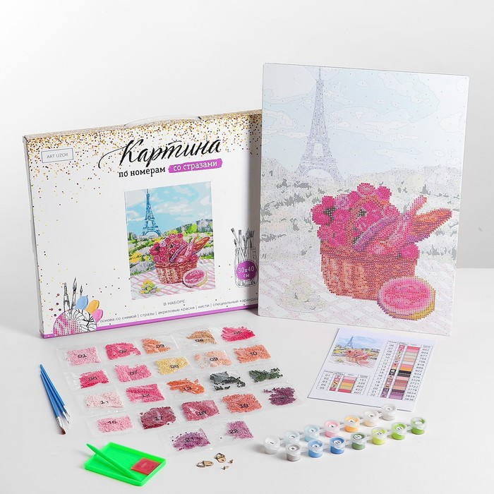 Картина по номерам с алмазной мозаикой без подрамника «Пикник в Париже», 30 х 40 см Картина по номерам с алмазной мозаикой без подрамника «Пикник в Париже», 30 х 40 см