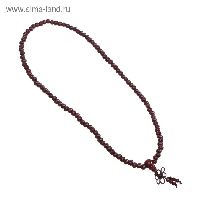 Украшение в салон авто, Украшение в салон авто, "Узел счастья", 108 бусин, дерево, темно-вишневый