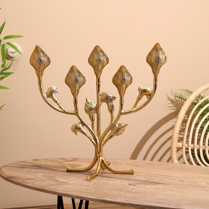 Подсвечник на 5 свечей  Подсвечник на 5 свечей "Цветы" алюминий 47х25х46 см