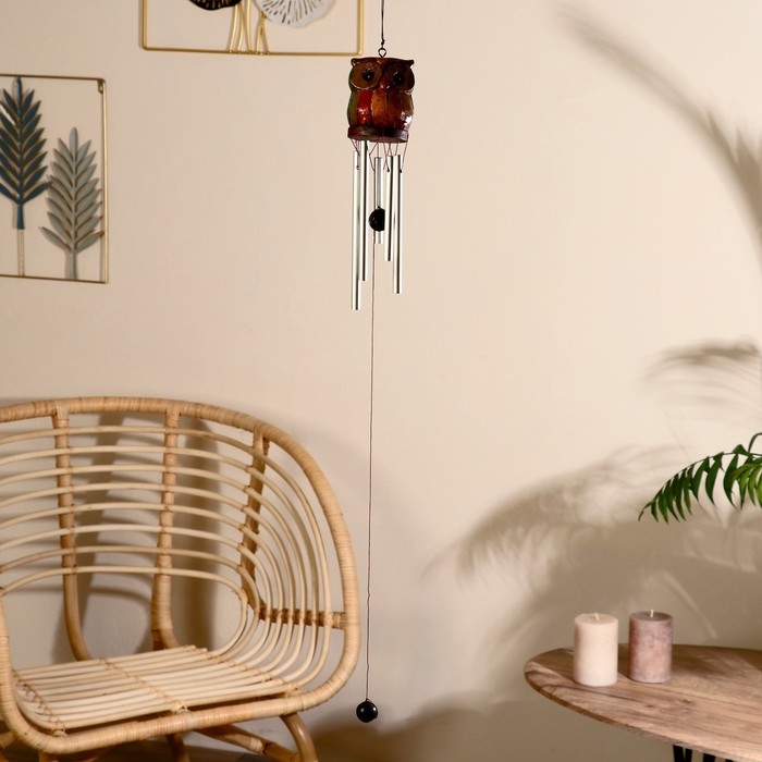 Музыка ветра Музыка ветра "Сова с сердечком" дерево, металл 5х5х40 см