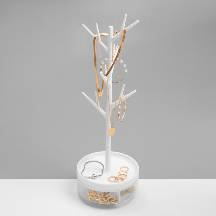 Подставка универсальная &laquo;Дерево&raquo; с местом для хранения, 14&times;5,5&times;35 см, цвет белый