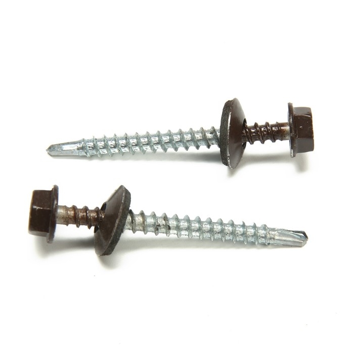 Саморезы кровельные 4,8х50 мм, RAL8017 цвет коричневый, 150 шт. Саморезы кровельные 4,8х50 мм, RAL8017 цвет коричневый, 150 шт.