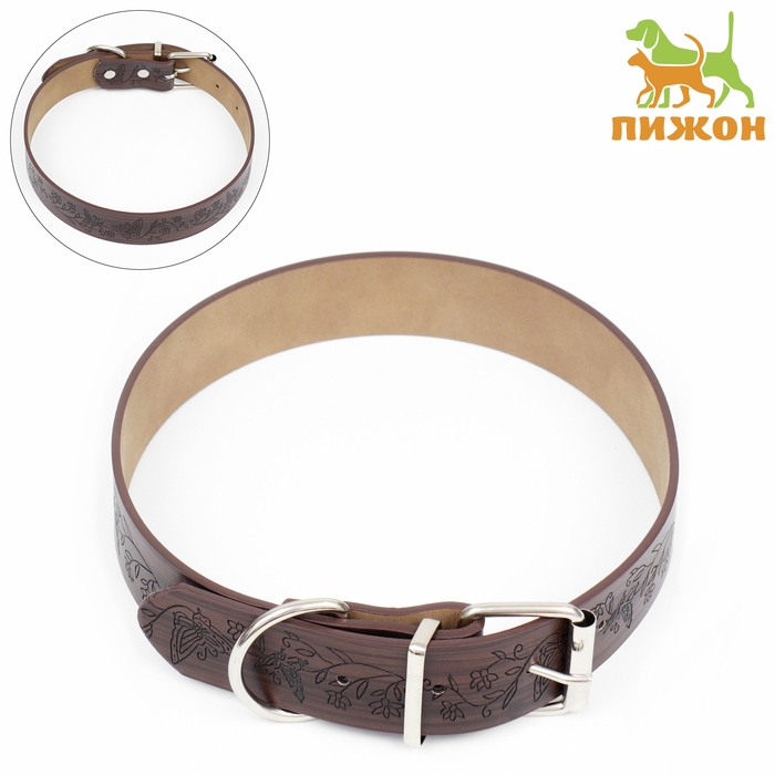 Ошейник с основой из термопластичной резины Ошейник с основой из термопластичной резины "Бабочки", 60 х 3 см, ОШ 43-53, коричневый