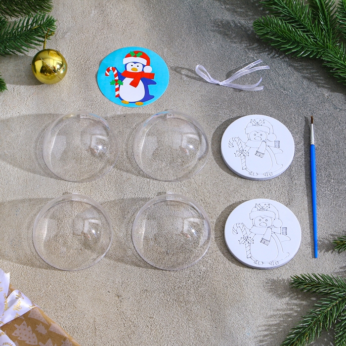 Ёлочное украшение под раскраску «Пингвин» размер: 8 см; 2 шт., кисть Ёлочное украшение под раскраску «Пингвин» размер: 8 см; 2 шт., кисть