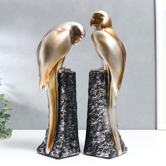 Держатели для книг  Держатели для книг "Золотистые попугаи на скале" набор 2 шт 38х9х9,5 см