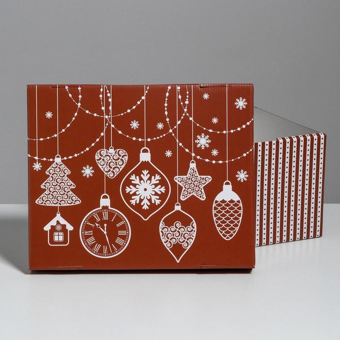 Коробка подарочная новогодняя складная «Яркий праздник», 31,2 х 25,6 х 16,1 см, Новый год