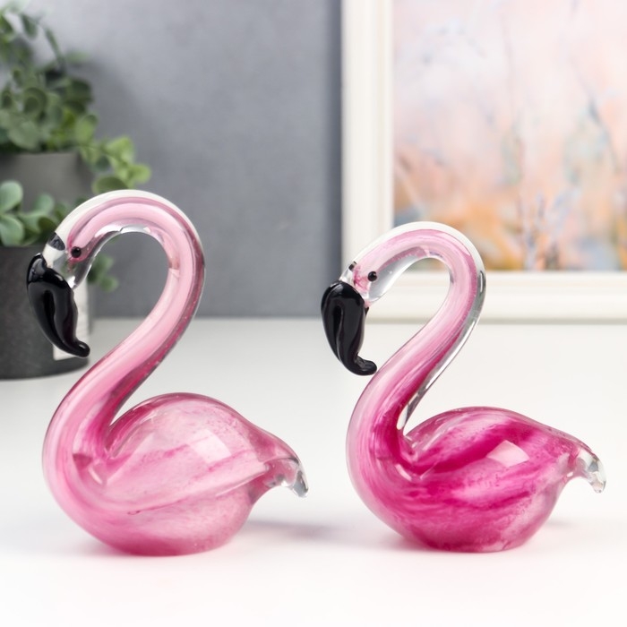 Сувенир стекло Сувенир стекло "Фламинго" под муранское стекло набор 2 шт 12х6х20 см