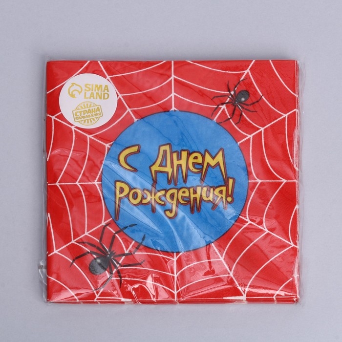 Салфетки бумажные двухслойные «С днём рождения», паутина, 33х33, 20 шт. Салфетки бумажные двухслойные «С днём рождения», паутина, 33х33, 20 шт.
