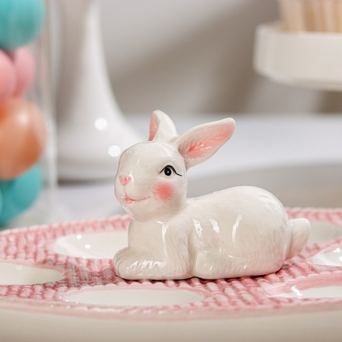 Подставка для яиц Доляна «Зайка», 25×18×9 см, цвет розовый Подставка для яиц Доляна «Зайка», 25×18×9 см, цвет розовый