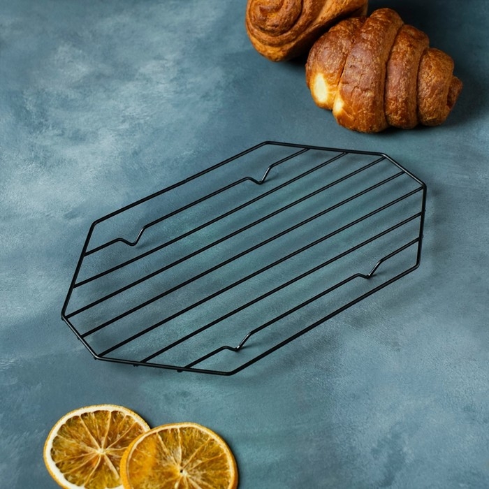Решётка для глазирования и остывания кондитерских изделий KONFINETTA «Октаэдр», 25×15×1,8 см, цвет чёрный Решётка для глазирования и остывания кондитерских изделий KONFINETTA «Октаэдр», 25×15×1,8 см, цвет чёрный